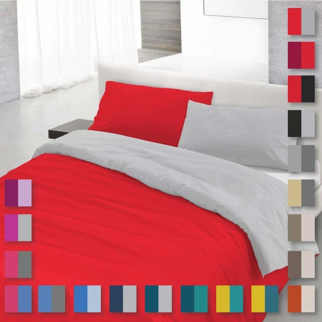 Parure De Couette 1 Personne 140x200 Cm - 100% Coton, Bicolore Noir Et Blanc, 2 Taies 65x65 Cm