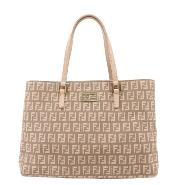 AUTH FENDI ZUCCHINO Hand Bag Pink Beige Canvas Leather 8BH132 Used $617 ...