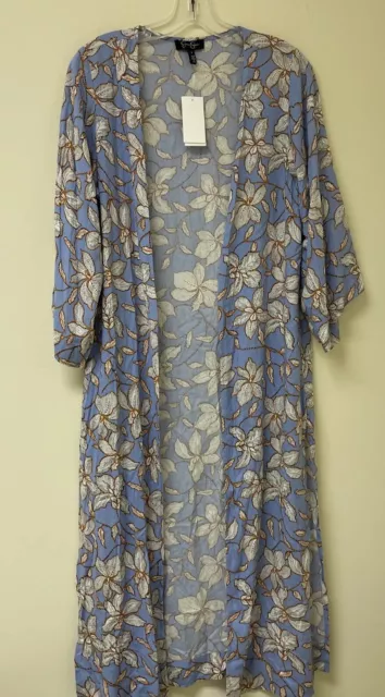 NWT Jessica Simpson 3/4  Sleeve Blakely Floral Print Long Kimono Duster Size S