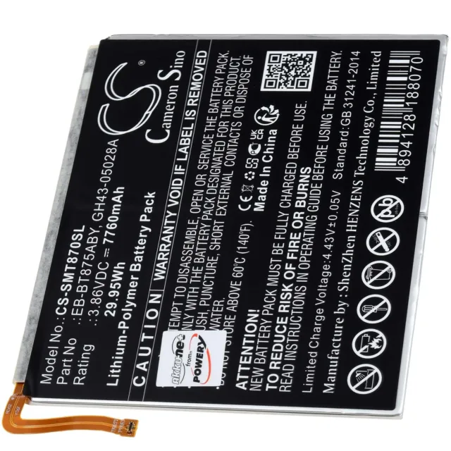 Batteria compatibile con Samsung tipo GH43-05028A 3,86V 7760mAh/30Wh Li-polimero nero