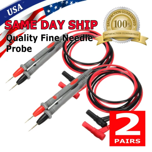 2PC Multimeter Test Lead for Fluke Meter Gold Plated Electrical Probes 1000V 20A