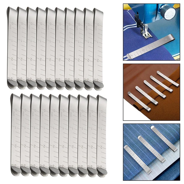 Metal Sewing Crimping Clamp Stainless Steel Hemming Clamp Fabric Measuring Ruler
