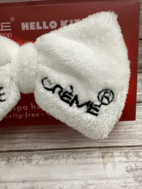 New The Creme Shop x Hello Kitty Plush Spa Headband Signature Bow White Red Dot 3