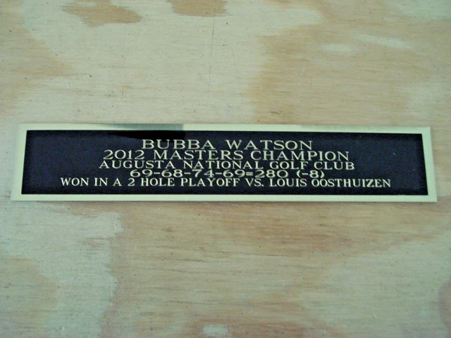 Bubba Watson 2012 Masters Champ Nameplate For Your Signed Golf Flag 1.25 X 6
