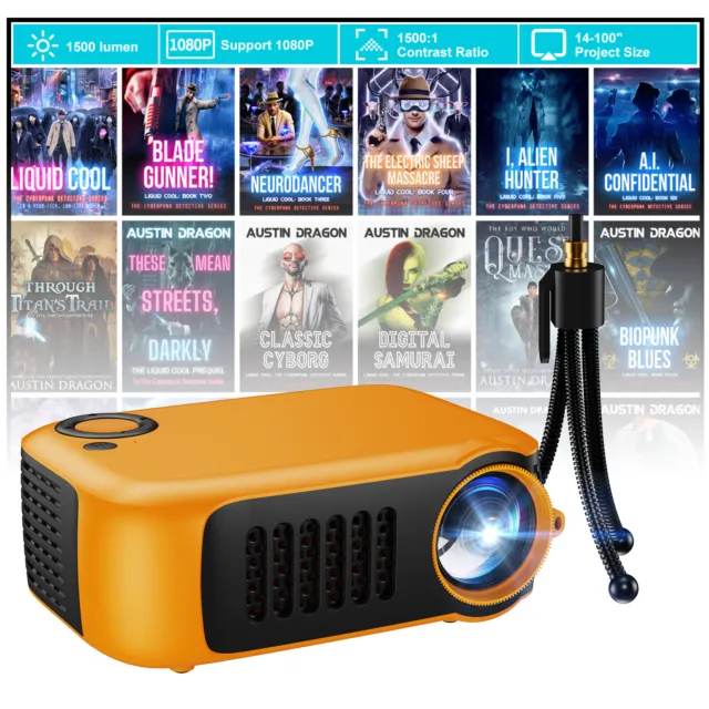 Projector 1500 Lumen 1080P LED Mini WiFi 5G Video Home Theater Cinema Projector