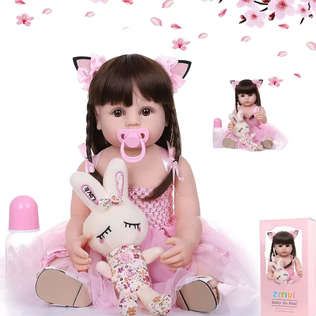 22" Reborn Baby Dolls Full Handmade Silicone Vinyl Realistic Newborn Doll Gift