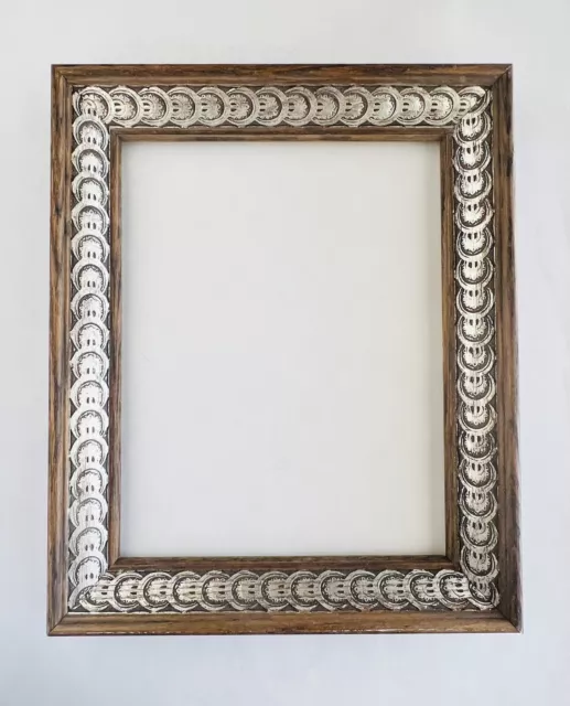 Rustic Carved Wooden 14x11 Wall FRAME ~ Silver Gilt(?) ~ Western Style