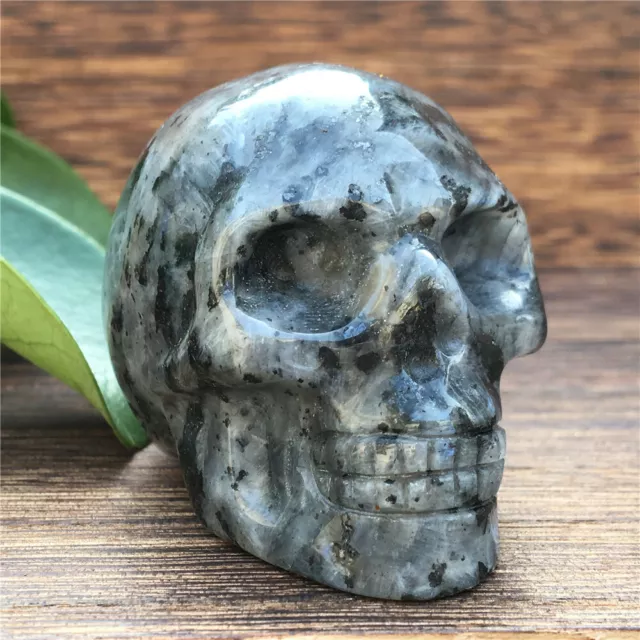 1pc Natural spectrolite skull quartz crystal hand carved reiki gem healing 2''