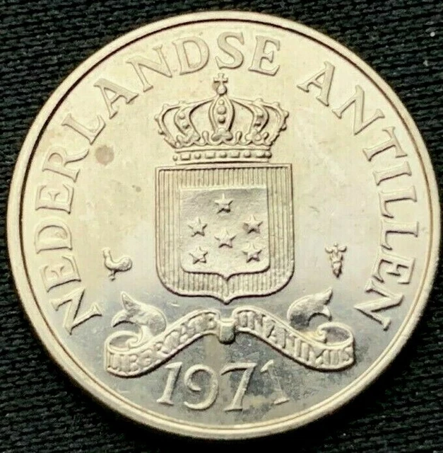 1971 Netherlands Antilles 25 Cents Coin BU High Grade ( 3 Million Minted ) #K647