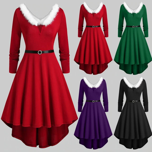 Sexy Mrs Santa Claus Outfit Xmas Party Costume Lady V Neck Christmas Fancy Dress