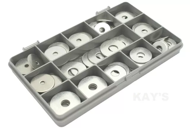 Penny Repair Washers M4 M5 M6 M8 M10 A2 Stainless Steel Assorted 75 Piece Kit