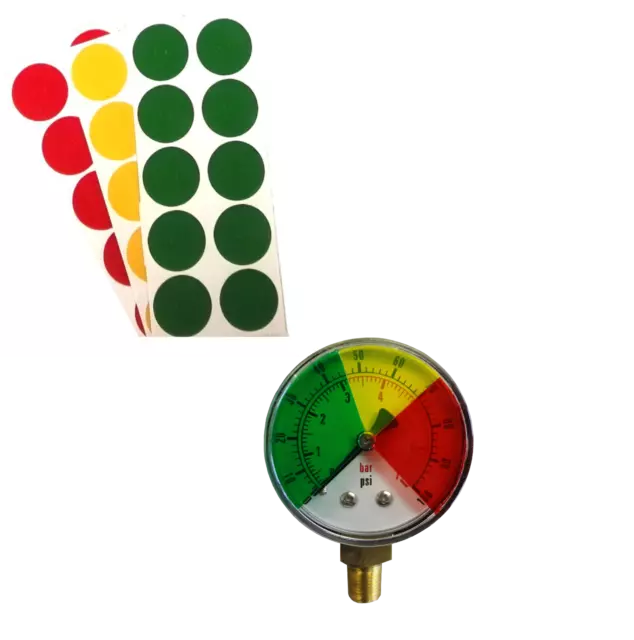 Gauge Marking Self-adhesive - 51mm Circles - 30 Pack - Red Yellow Green