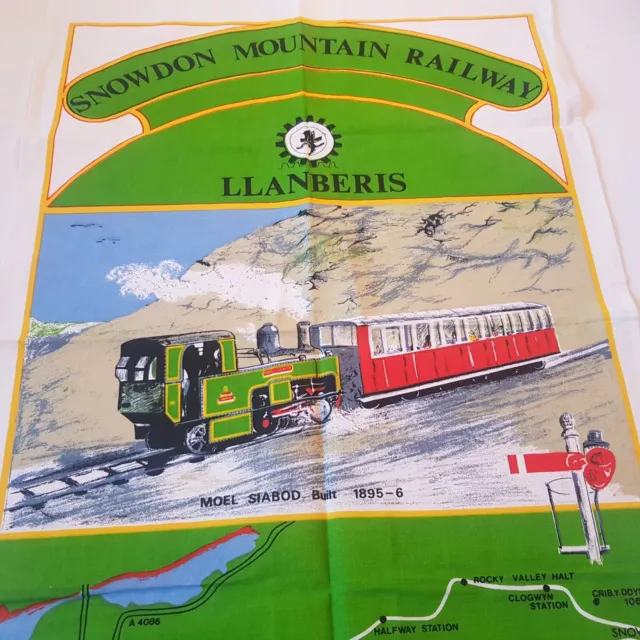 De Colección Snowdon Mtn Gales Tren Ferroviario Llanberis Lino Toalla de Té Paño Sin Usar Nuevo de Edición