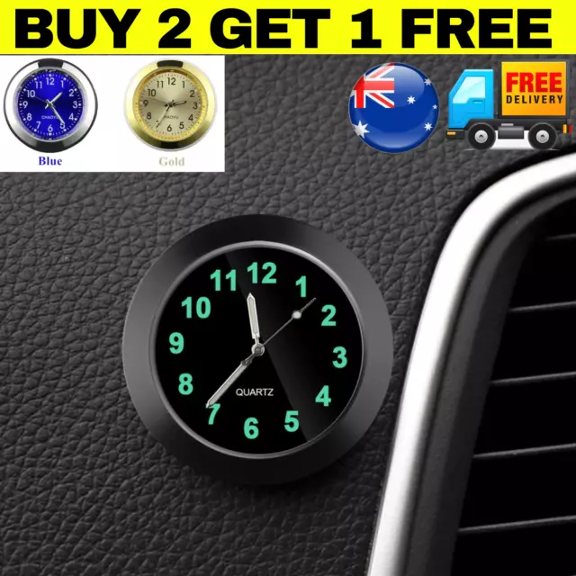 Mini  Glow Clock Quartz Analog Watch Luminous Stick-on  Car  Motorcycle Clip