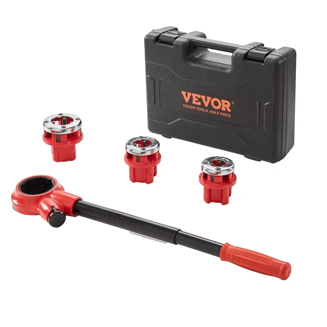 VEVOR Ratchet Pipe Threader Kit Pipe Threading Tool 1/2" NPT, 3/4" NPT, 1" NPT