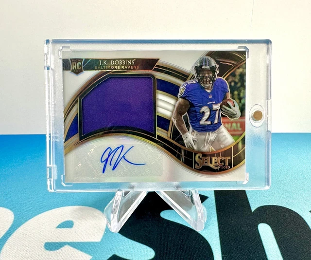 2020 SELECT JK DOBBINS patch recrue AUTO /75 Baltimore Ravens RC Prizm