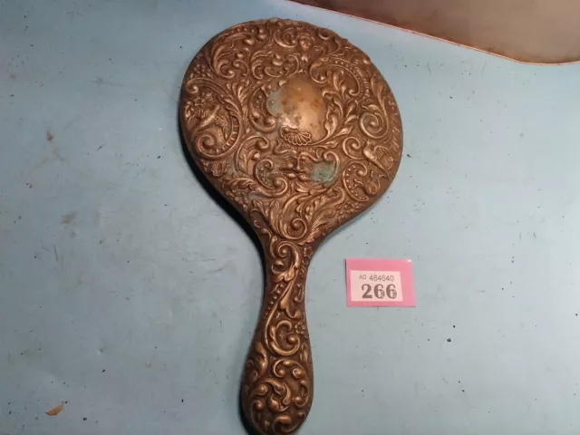 Antique Hand Mirror Green Man Design Crazed Mirror