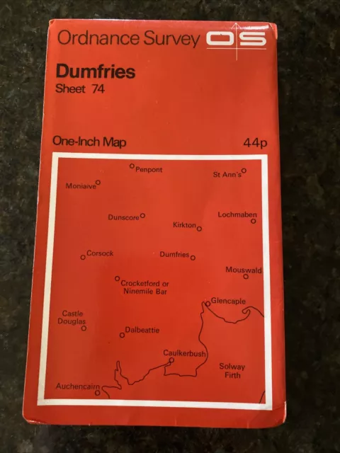 Vintage OS Ordnance Survey One Inch Map - Dumfries- Sheet 74 1965