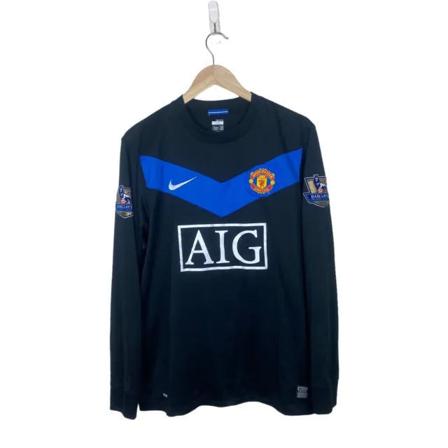 Man Utd 2009 2010 Away Scholes #18 Nike Football Shirt Long Sleeve Black Medium