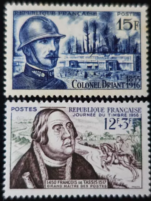 FRANCE timbre COLONEL DRIANT N°1052 + FRANÇOIS de TASSIS N°1054 NEUF * MH