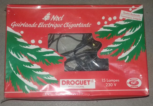 ANCIENNE GUIRLANDE ÉLECTRIQUE de Noël 15 lampes clignotante couleurs