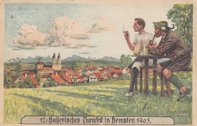 Kempten Künstler-AK 1905 Bayerisches Turnfest Festpostkarte Bayern 2301052