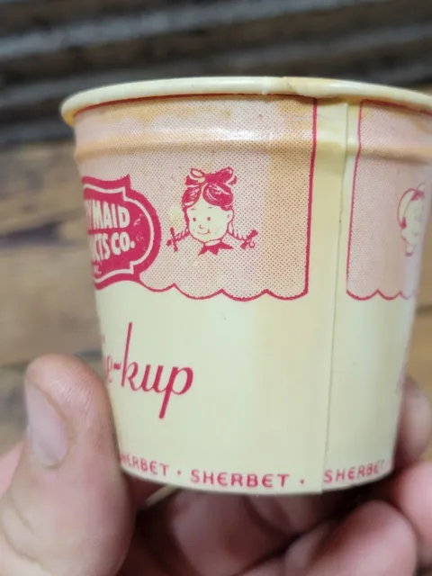 Old 1950s Purity Maid Dairy 3oz Kiddie Kup Ice Cream Sherbet Cup New Albany IN 3