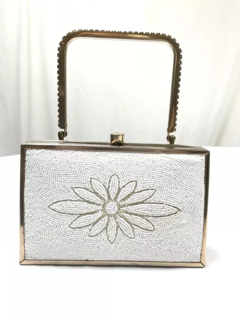 1950's TYROLEAN Purse Box Handbag Makeup Faux Diamonds