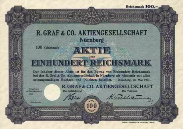 R. Graf & CO. AG 1931 Nürnberg Chemie Primära Catgutartikel Kuponbogen Blankette