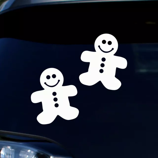 Gingerbread Snowman Decal - 2 Pack - Christmas Stickers - Select Color Size