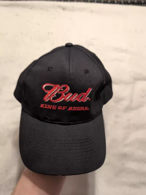 Bud King Of Beers Black Embroidered Snapback Hat