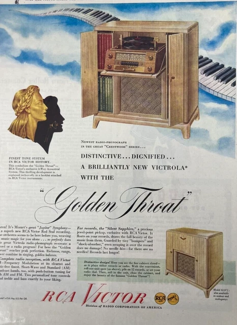Vintage RCA VICTOR Radio Phonograph Golden Throat  1947 Magazine Print Ad BG91