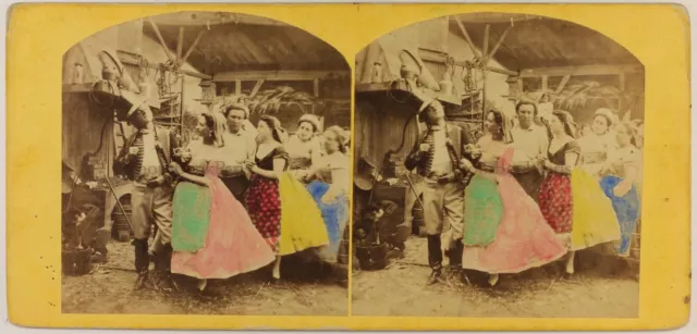 Danse Traditional -szene Gattung Foto Stereo c1860 Vintage Albumin