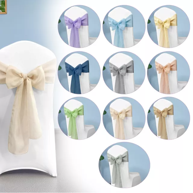 10pcs Jute Burlap Sashes Chair Cover Bows Hessian Vintage Wedding Party Decor