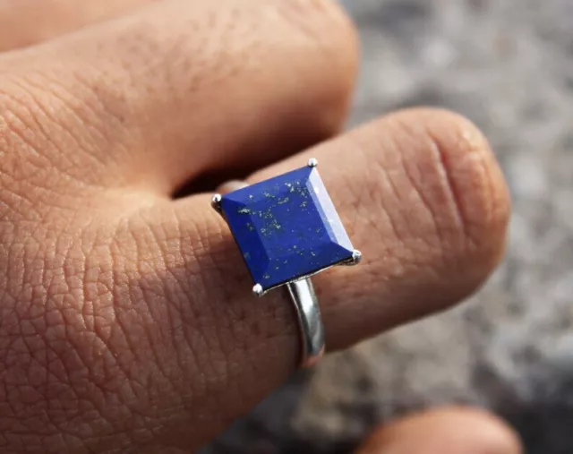 Fabulous Lapis Lazuli Gemstone 925 Sterling Silver Handmade Ring All Size C-