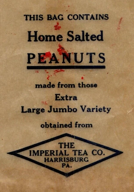 Vintage Bag Salted Peanuts - The Imperial Tea Co Harrisburg, PA