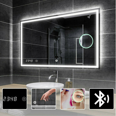COCOFLY Miroir Salle de Bain LED Miroir Mural Premium Miroir Maquillage Lampe de Lumineux LED Eclairé avec Interrupteur Tactile Lumière 3Couleurs IP44 Applique Murale 50 x 70cm 