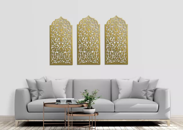 3D Stylish Wood Wall Art Decor, Moroccan, Arabic, Islamic Ornament, Wooden Panel