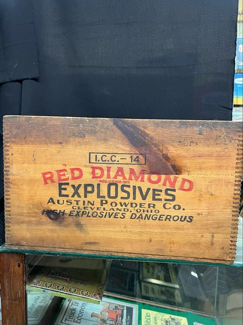 Vintage Red Diamond Explosives Austin Powder Co. Ohio Wooden Crate