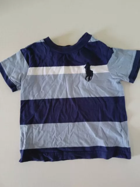 Ralph Lauren Polo Stripes Blue Shirt Size 2/2T Toddler Unisex Short Sleeve Top