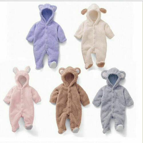 Tuta con cappuccio orso bambino inverno caldo soffice pile neonato bambino bambina bambini