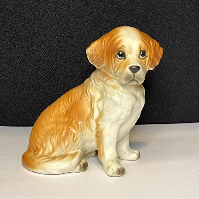 Lefton Figurine Dog St Bernard Puppy Original Red Foil Label 4" Japan H7856