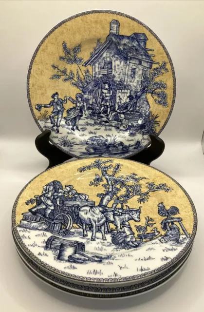 American Atelier NEW "ENGLISH TOILE" ~ #5076 ~ Set of 4 ~ Salad Plates ~ 8 1/4"