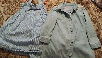 bundle -  denim shirt dress x1 and blue striped sundress x1 for 2-3yrs