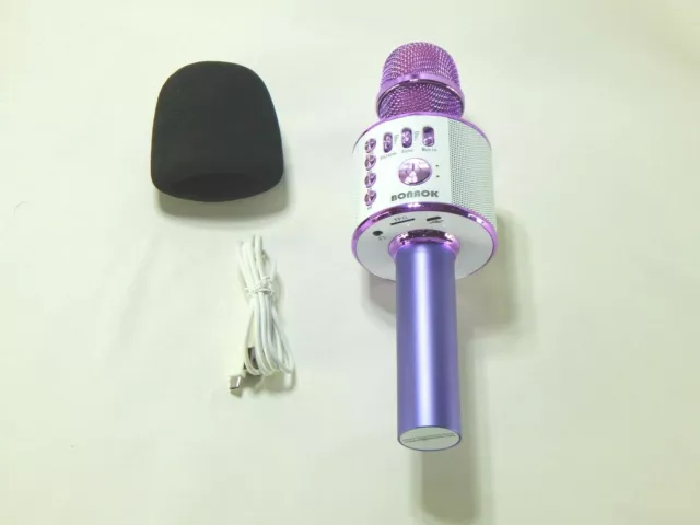 BONAOK Bluetooth Wireless Karaoke Microphone 3-in-1 Portable Handheld Purple