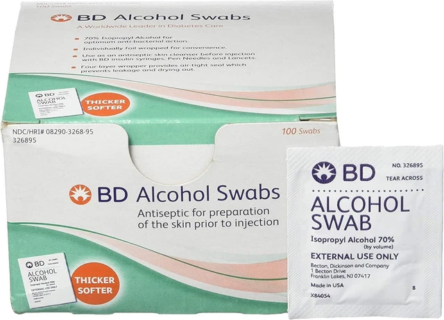 BD Alcohol Swabs 100 Cada Blanco..