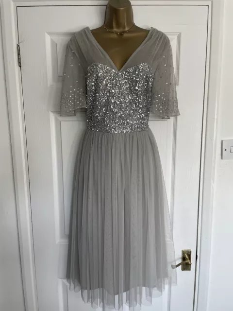 Coast Grey Silver Sequin Occasion Prom Party Dress Size 12