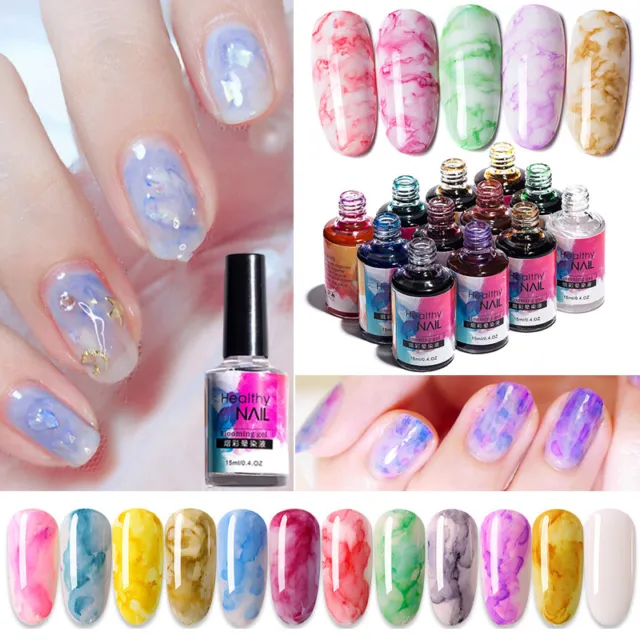 Watercolor Ink Flower Blooming UV Nail Gel Polish Smoke Effect Hybrid Lacquer