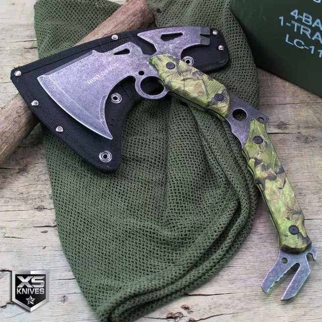 5pc Tactical Camo Set Fixed Blade Hunting THROWING KNIVES Pocket Knife KARAMBIT 2