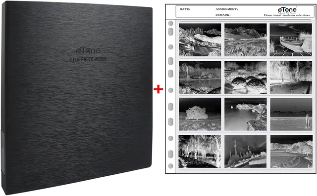 Hojas de almacenamiento de archivo eTone 120 fundas conservadoras de páginas negativas con película...